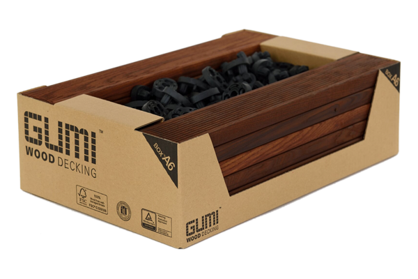 BOX A6 – Oiled, decking boards, 16 pcs – 21x70x440 mm  with connectors included